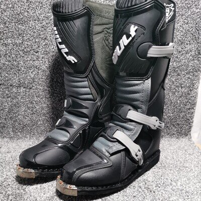 WULFSPORTS Motocross Black Leather Biker Boots . SIZE 38 EU excellent condition
