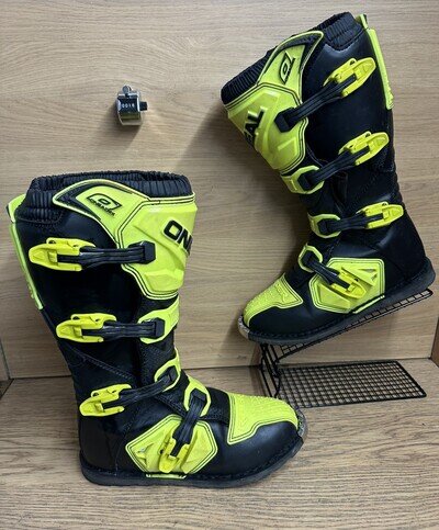 O’Neal Rider MX Motocross Boots Black Off Road ENDURO Yellow US 10 UK 9 EU 43