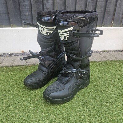 Fly Maverick Motocross Boots Euro Moto MX Motorcycle Black Size UK 10 / US 12