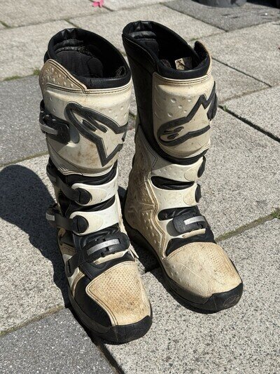 Alpinestars Tech 3 Motocross MX Enduro Boots UK 9 EU 44.5 White Black