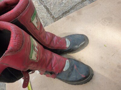 Vintage Classic MX Motocross Boots JT Spain Red Black Size 45 10 Made in Spain