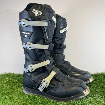 Wulfsport Motocross Boots Size 9 Men's Black Trackstar MX Buckle Straps Road