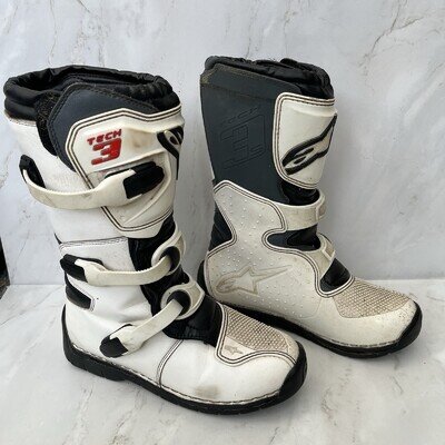 Juniors Alpinestars Tech 3S MX White & Black Motocross Boots - UK Size 6.5