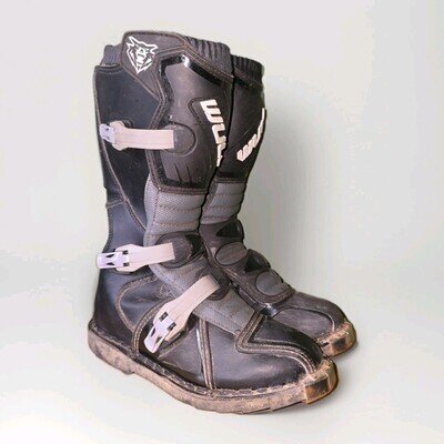 Wulfsport Black Cub LA Motocross MX Off Road Enduro Kids Boots - Size UK 3.5