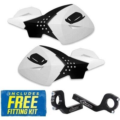 UFO Escalade Handguards in White Universal MX Enduro Hand Guards + Mounting Kit