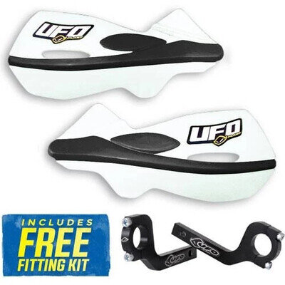 UFO Patrol Handguards in White Universal MX Enduro Hand Guards + Mounting Kit
