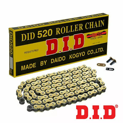 DID Gold & Black Motorcycle Chain 520 118 Link with Split Link Motocross Bike