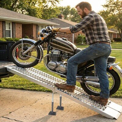 Loading Ramp Folding Steel 300KG 1.95 Metre Trailer Motorbike Motorcycle x1