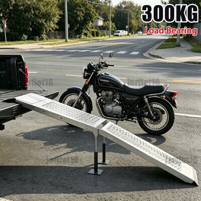 Vehicle Loading Ramp Folding Steel 300KG 1.95M Van Motorbike Motorcycle Trailer