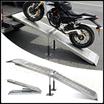 Vehicle Loading Ramp Folding Heavy Duty 300kg Motorbike Bike w/ Support Stand UK