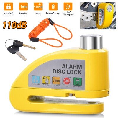 110dB Alarm Motorbike Disc Brake Lock Security for Motorcycle Moped Motocross