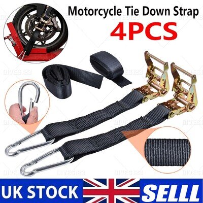 Motorcycle Handle Bar Tie Down Ratchet Straps Transit Motorbike Motocross Bike
