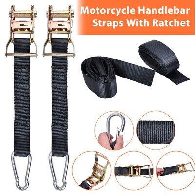 Motorcycle Handlebar Tiedown Ratchet Straps Transit Motorbike Motocross 1.5" Set