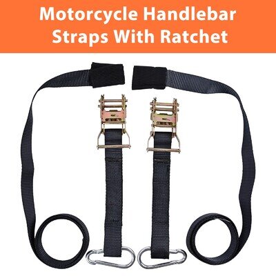 Motorcycle Handlebar Tiedown Ratchet Straps Transit Motorbike Motocross MX Bike.