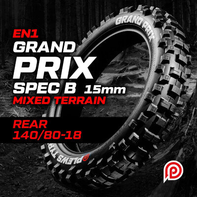 PLEWS TYRES Enduro Bundle Rear 'GRAND PRIX' SPEC B + Plews Mousse 140/80/18