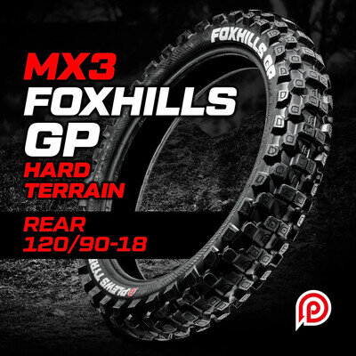 Plews Tyres MX3 FOXHILLS GP Hard Rear - 120 / 90 – 18 Enduro Motocross