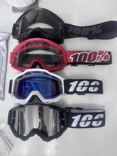 4 Pairs Of 100 Percent Motocross Goggles