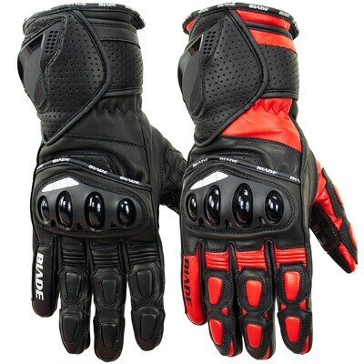 Blade Motorcycle Motorbike Gloves Leather Summer Mens Womens Red Black Sports