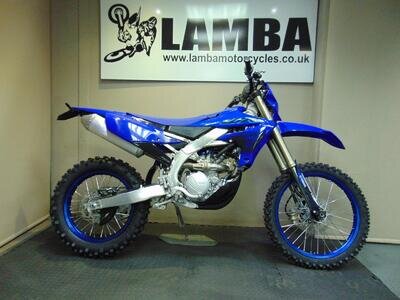 Yamaha WR 250F, 2024, Blue Enduro Motorcycle. Yamaha WR 250F, 2024, Blue Enduro Motorcycle.