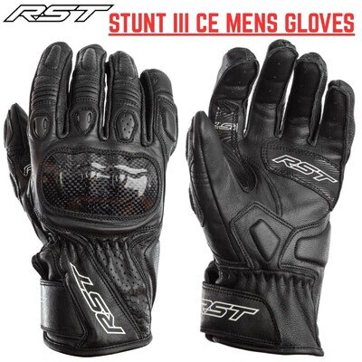 RST Glove CE Mens Stunt III Motorcycle Summer Sports Motorbike Leather Gloves