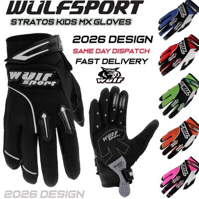 KIDS MOTOCROSS GLOVES WULF STRATOS OFF ROAD ENDURO TRIALS CUB MX BIKE RACE GLOVE