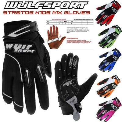 Wulf Kids Cub Stratos Trials Motocross Off Road BMX Quad PIT Dirt Bike MX Gloves