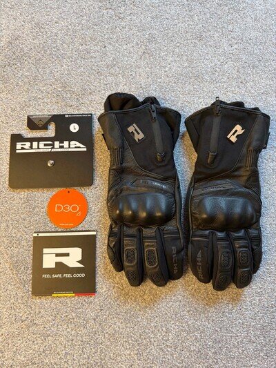 Richa Sleeve Lock Gore-Tex Waterproof Motorcycle Motorbike Touring Gloves LARGE