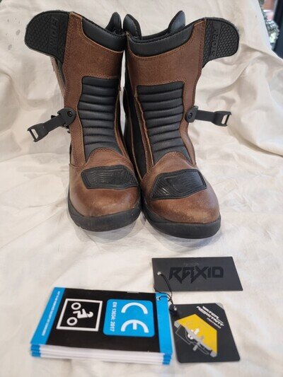 Raxid Genuine Leather Motorcycle Adventure Short Boots Size 11 CE Certified
