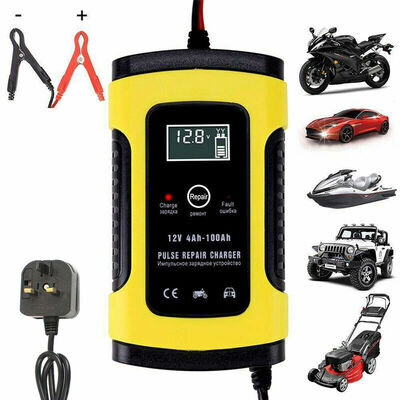 Car Motorcycle Battery Charger 12V 5A Smart Pulse Repair LCD Display AGM GEL