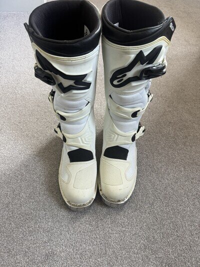 Alpinestars Tech 1 Motocross MX White Boots Off Road Size UK 9 US 10 EUR 44.5
