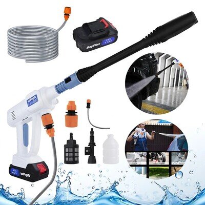 Rechargeable Jet Washer Portable Pressure Washer 6-in-1 Nozzle Car Garden Bike