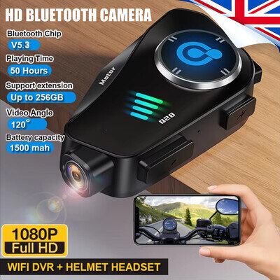 Motorcycle Helmet Bluetooth Headset HD Dash Cam DVR Video Recorder Camera WiFi