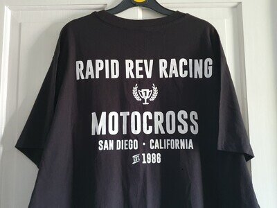 MOTOCROSS. REV RACING CALIFORNIA. T SHIRT. BY URBAN MAN. W/ BACK PRINT. XL.