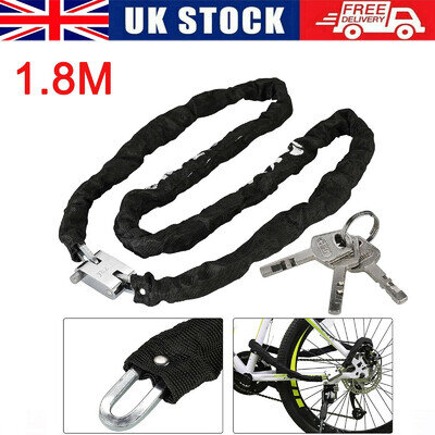 1.8m Heavy Duty Security Chain Lock Metal Padlock for Motorbike Bike Anti-Theft