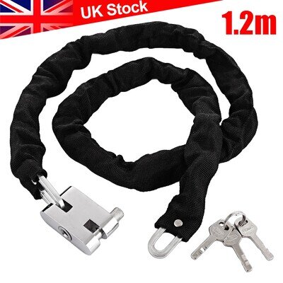 Bike Lock Chain Lock Heavy Duty 1.2m Bike Bicycle Security Padlock Motorcycle UK