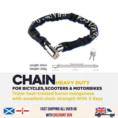 60 cm Security Motorbike Motorcycle Bicycle Heavy Duty Lock Chain Metal Padlock