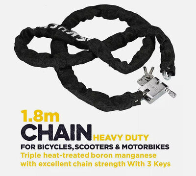1.8m Security Motorbike Motorcycle Bicycle Heavy Duty Lock Chain Metal Padlock