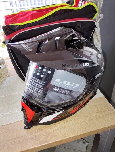 LS2 Explorer Carbon ECE 2206 Motorbike Motorcycle Adventure Helmet Frontier Red