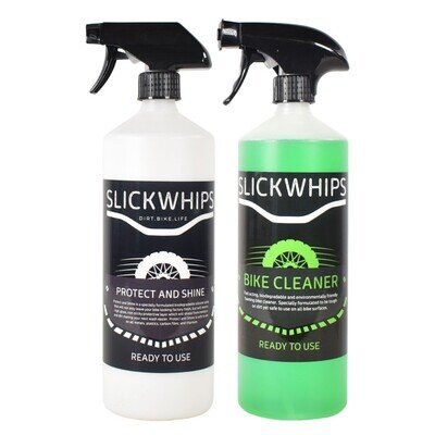 SLICKWHIPS MX BIKE WASH CLEANER & SHINE SET FOR ALL MOTOCROSS/ MOTORCYCLE/BIKES
