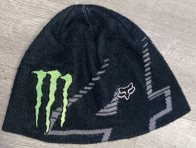 Monster Energy Drink Fox Racing Beanie Black Dirt Bike Motocross Racer Race Cap
