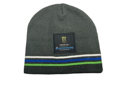 MONSTER ENERGY DRINK Gray Warm AMA SUPERCROSS BEANIE Winter Motocross Mx Gym Hat