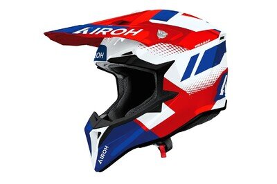 Airoh Wraaap Vision Red Blue Gloss MX Helmet Adult Motocross Off-Road Enduro