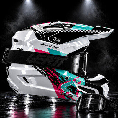 NEW LEATT 2027 MOTOCROSS ENDURO HELMET WHITE 3.5 ATV QUAD DHMTB FREE GOGGLES