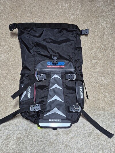 Oxford Lifetime Luggage Motorcycle Roll Top Backpack 50L Black Waterproof VGC