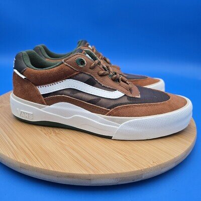Vans Men's Wayvee Ginger Root Brown Green Suede Mesh Skate Shoes Size 6
