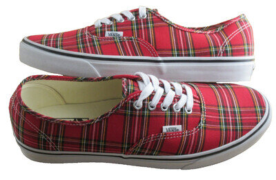Vans Men's Authentic Plaid Red Canvas Casual Skate Boat shoes Size 11.5 NEW