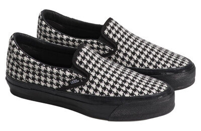 VANS Lx Classic Slip On 98 Houndstooth Black White shoes Mens Size 5 Womens 6.5