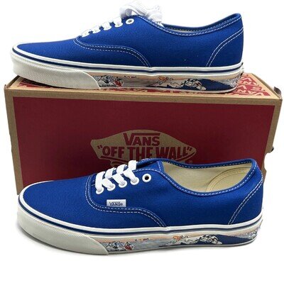 Vans Men's Skate Authentic Classic Blue Sidewall Print Sneakers Size 10 Canvas