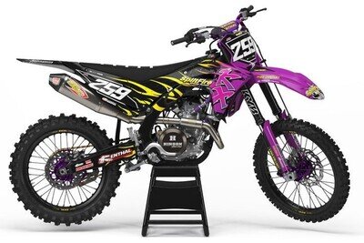 KAWASAKI MOTOCROSS GRAPHICS KIT RETRO PINK MX DECALS : KX KXF 65 85 125 250 450