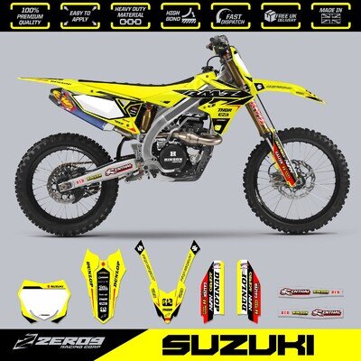 SUZUKI MX Graphics Kit Motocross Graphics Decals RM RMZ 125-450 ZEST BLK